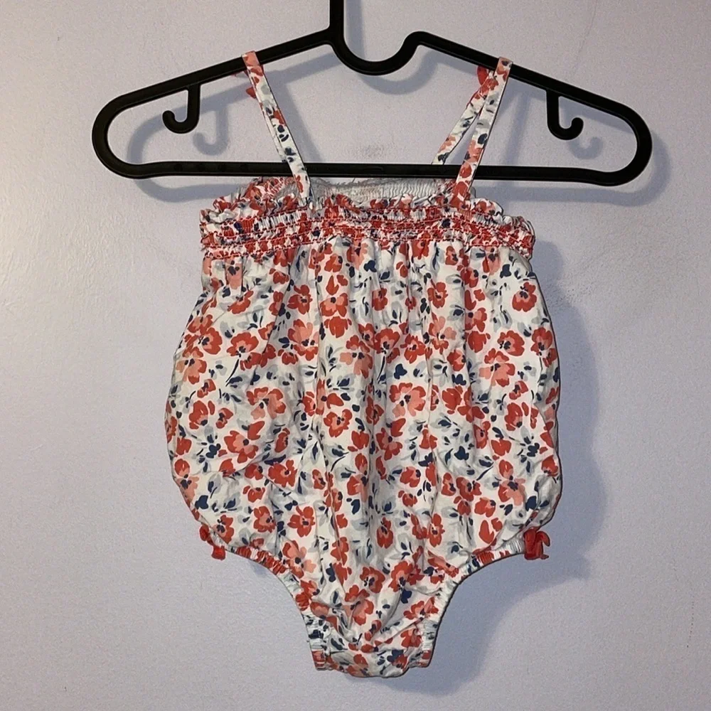 Tommy Bahama Floral Smocked Top Onesie Bodysuit Sleeveless size 18 months